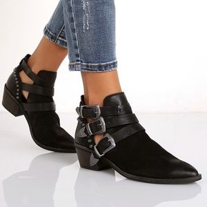 Dolce Vita Leather Suede Triple Buckle Spur Ankle Booties Women’s 8